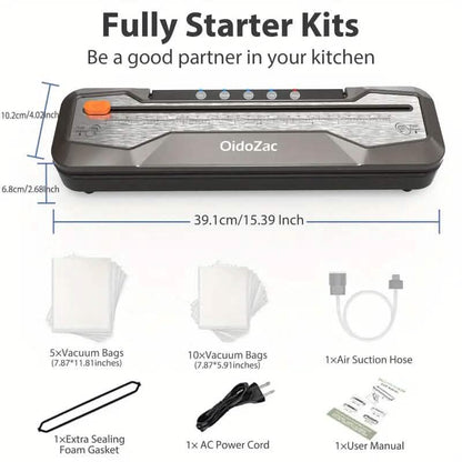 Automatic One-Touch Food Vacuum Sealer 5 Modes with 15 Sealer Bags and Built-in Cutter DailySale