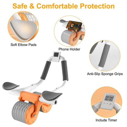 Automatic Rebound Abdominal Wheel Roller for Core Strength with Timer Kneel Pad DailySale