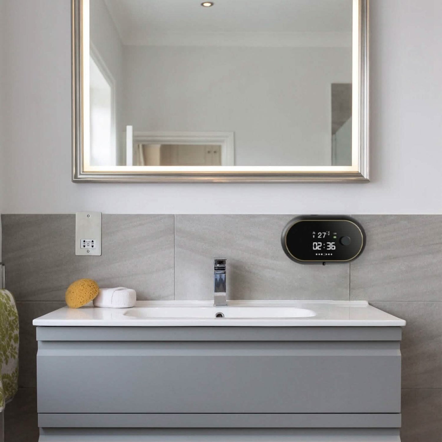 Automatic Soap Dispenser Wall Mounted Hand Free with Clock Temperature DailySale