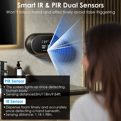 Automatic Soap Dispenser Wall Mounted Hand Free with Clock Temperature DailySale