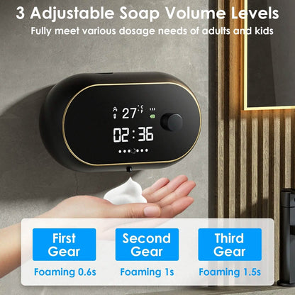 Automatic Soap Dispenser Wall Mounted Hand Free with Clock Temperature DailySale