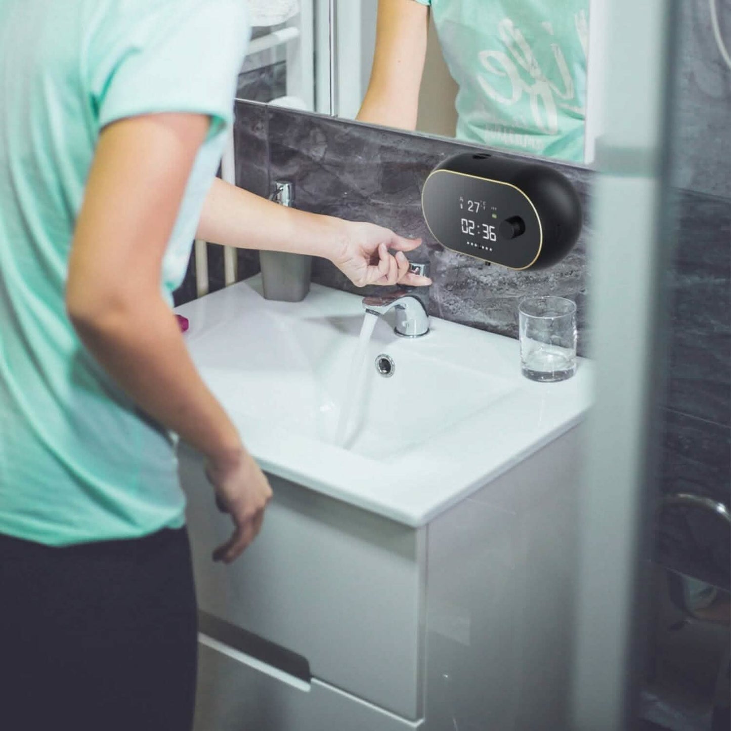 Automatic Soap Dispenser Wall Mounted Hand Free with Clock Temperature DailySale