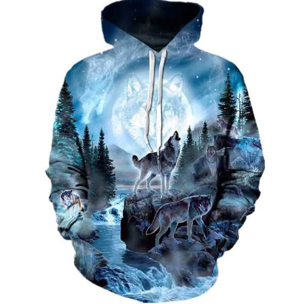 Autumn and Winter 3D Printed Wolf Sweatshirt Hoodie DailySale