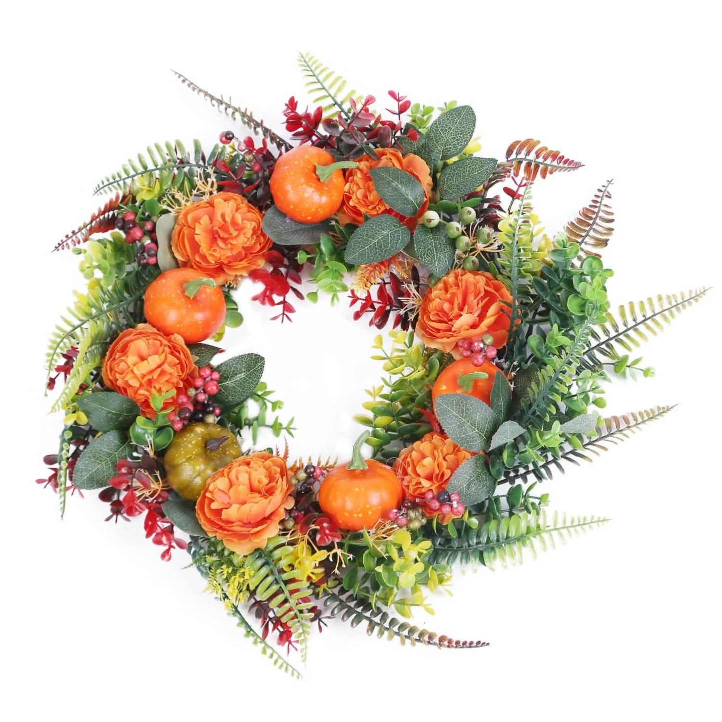Autumn Wreath with Pumpkin Mixed Leaves Berries Flower Fall DailySale