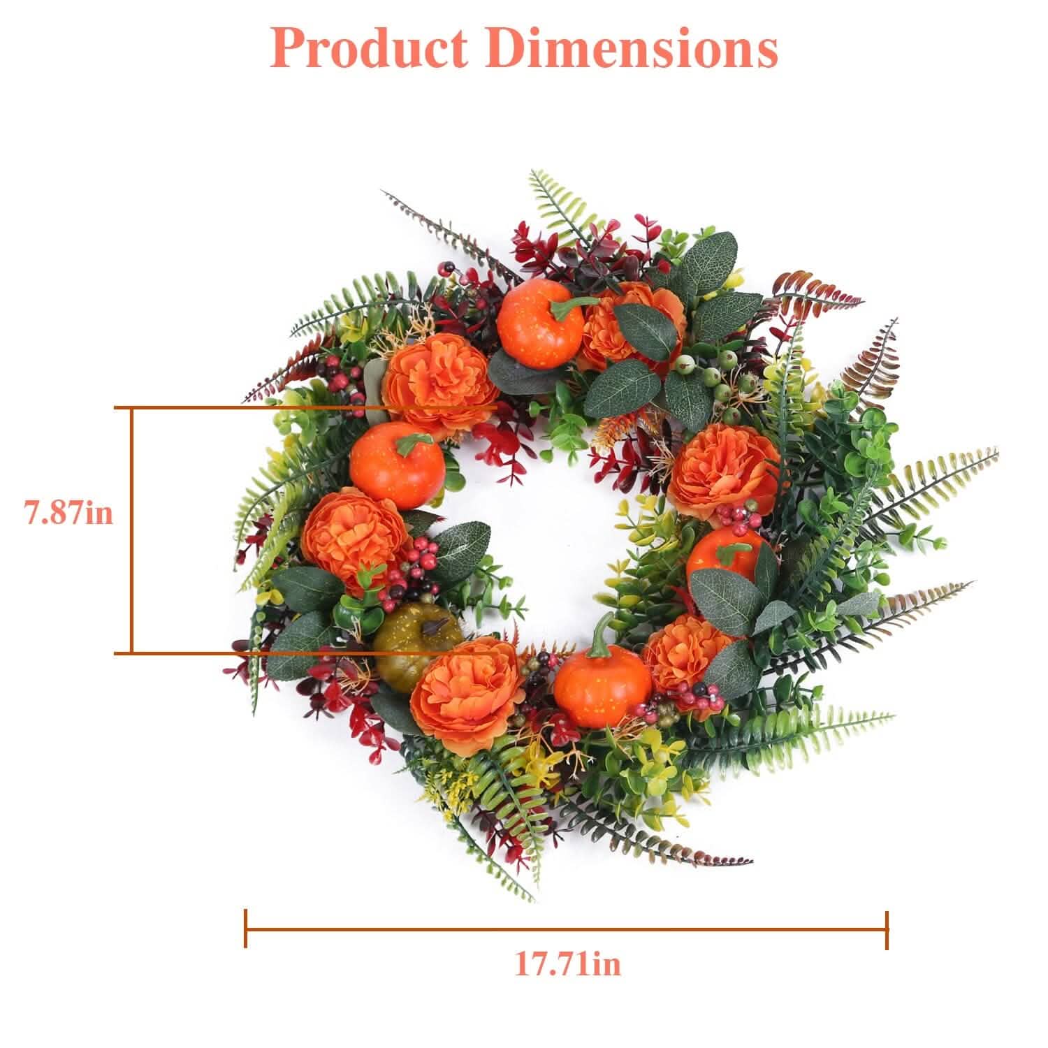 Autumn Wreath with Pumpkin Mixed Leaves Berries Flower Fall DailySale