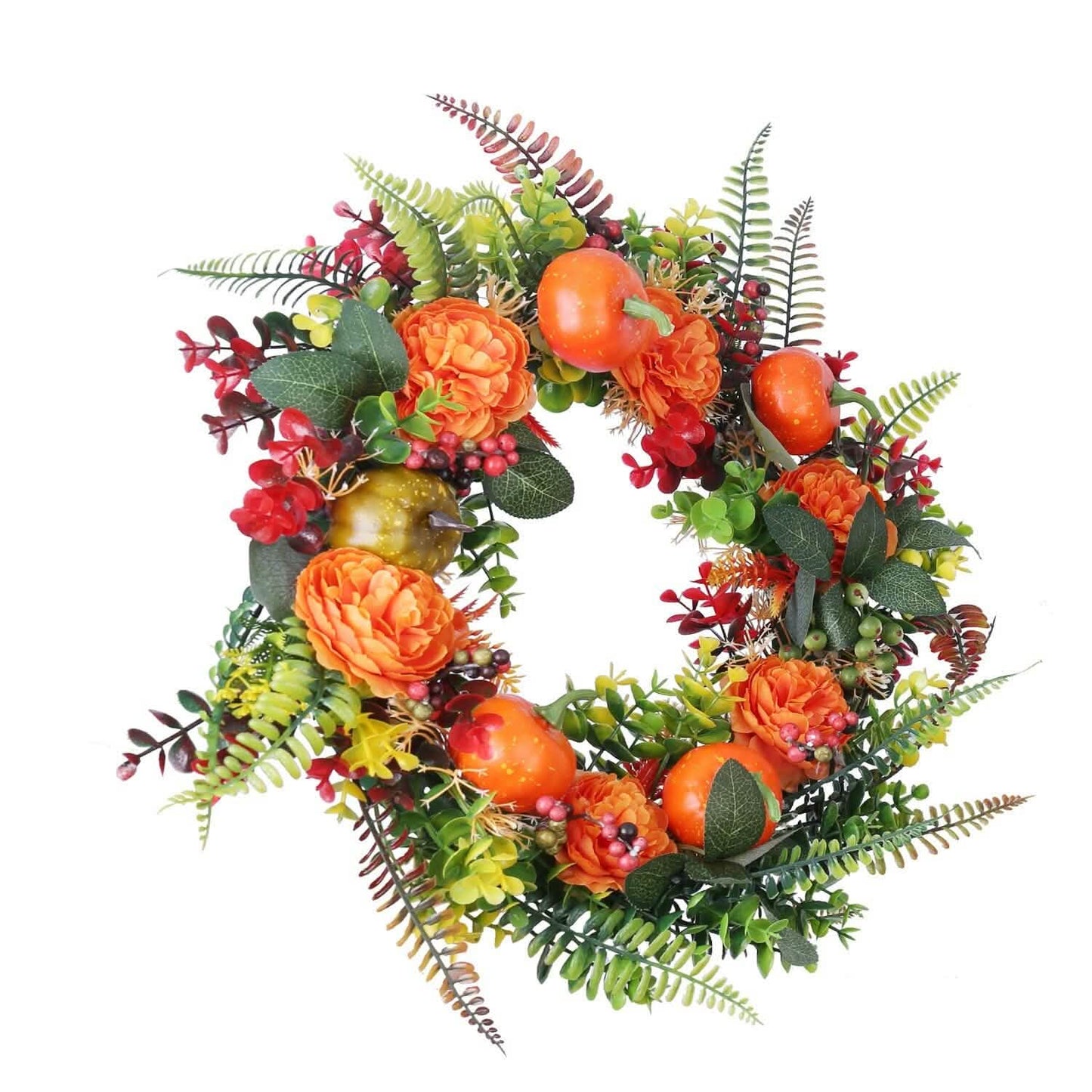 Autumn Wreath with Pumpkin Mixed Leaves Berries Flower Fall DailySale