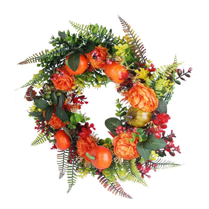 Autumn Wreath with Pumpkin Mixed Leaves Berries Flower Fall DailySale