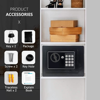 Fireproof Digital Home Safe with Keypad, Sensor Light & Money Bag-Silver DailySale