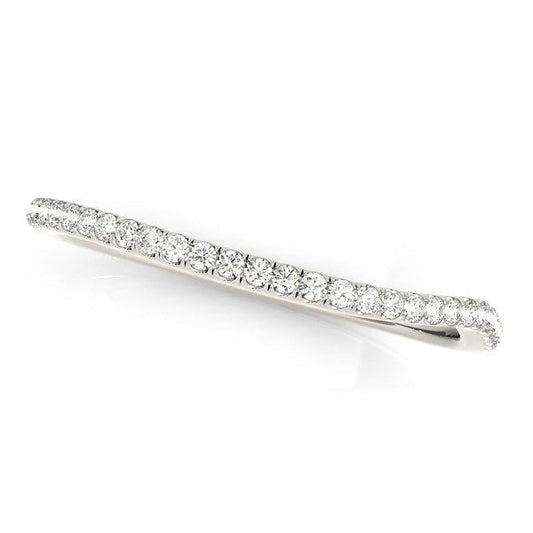 14k White Gold Slim Curved Diamond Wedding Ring (1/10 cttw) Bids.com