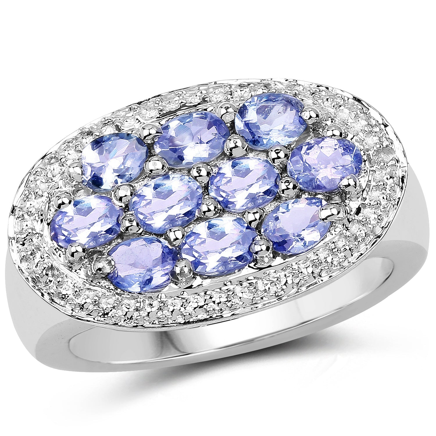 1.70 Carat Genuine Tanzanite .925 Sterling Silver Ring Bids.com