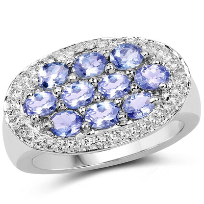 1.70 Carat Genuine Tanzanite .925 Sterling Silver Ring Bids.com