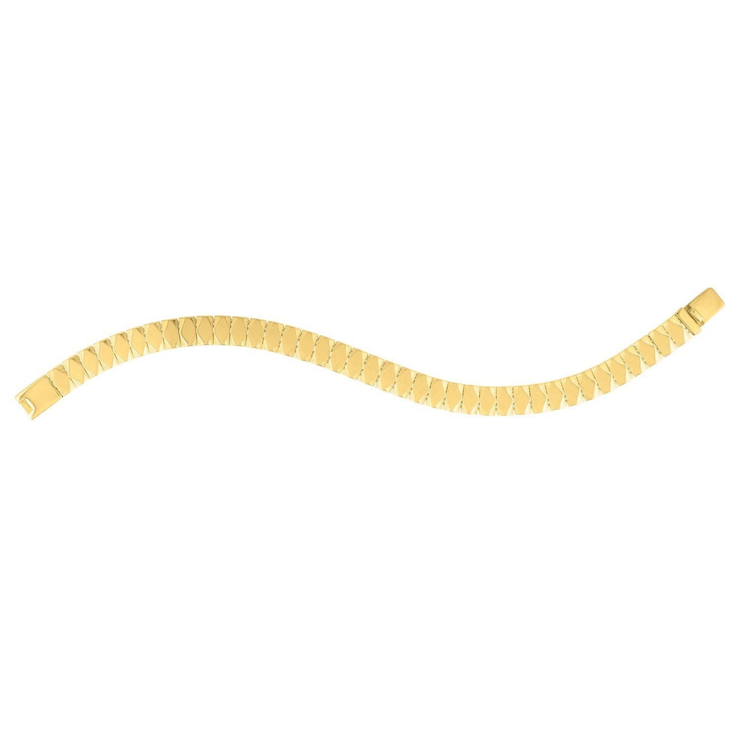 14k Yellow Gold Diamond Shaped Tile Length Bracelet (7.10 mm) Bids.com