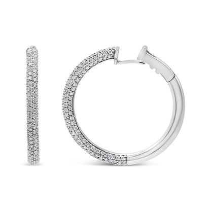 18K White Gold 2 1/3 Cttw Pave Set Diamond Semi Eternity Leverback Hoop Earrings (F-G Color, VS1-VS2 Clarity) Bids.com