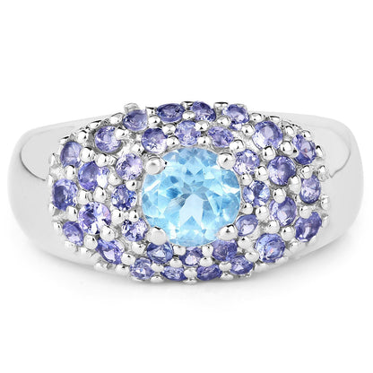 2.78 Carat Genuine Blue Topaz and Tanzanite .925 Sterling Silver Ring Bids.com
