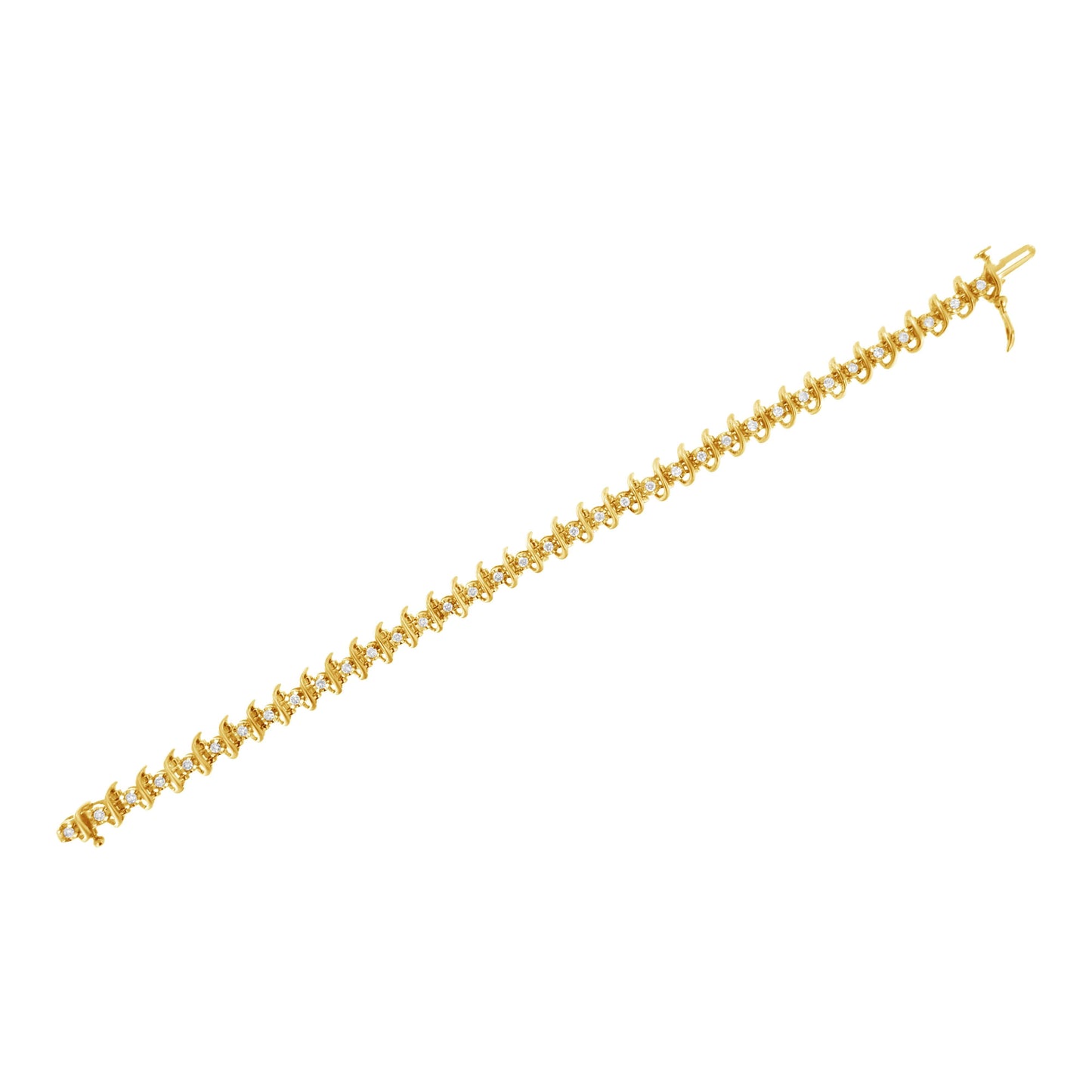 10KT Yellow Gold Plated .925 Sterling Silver 1 cttw Prong-Set Diamond Link Bracelet (J-K, I1-I2) - 7.5" Bids.com