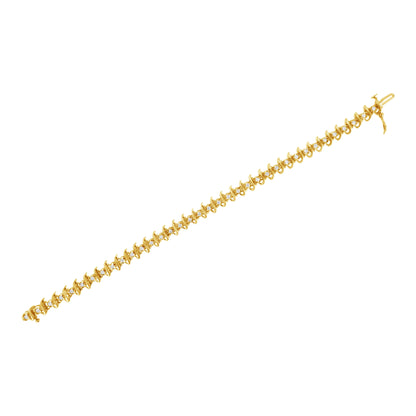 10KT Yellow Gold Plated .925 Sterling Silver 1 cttw Prong-Set Diamond Link Bracelet (J-K, I1-I2) - 7.5" Bids.com