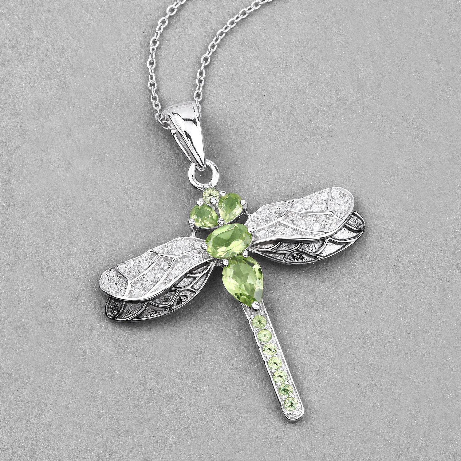 1.98 Carat Genuine Peridot and White Topaz .925 Sterling Silver Pendant Bids.com