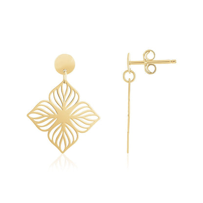14K Yellow Gold High Polish Flower Cutout Earrings Bids.com
