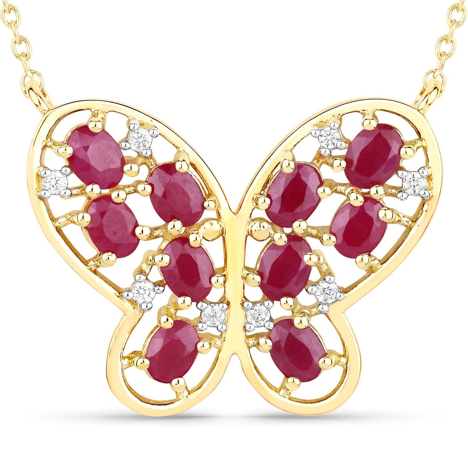 2.36 Carat Genuine Ruby and White Zircon .925 Sterling Silver Necklace Bids.com