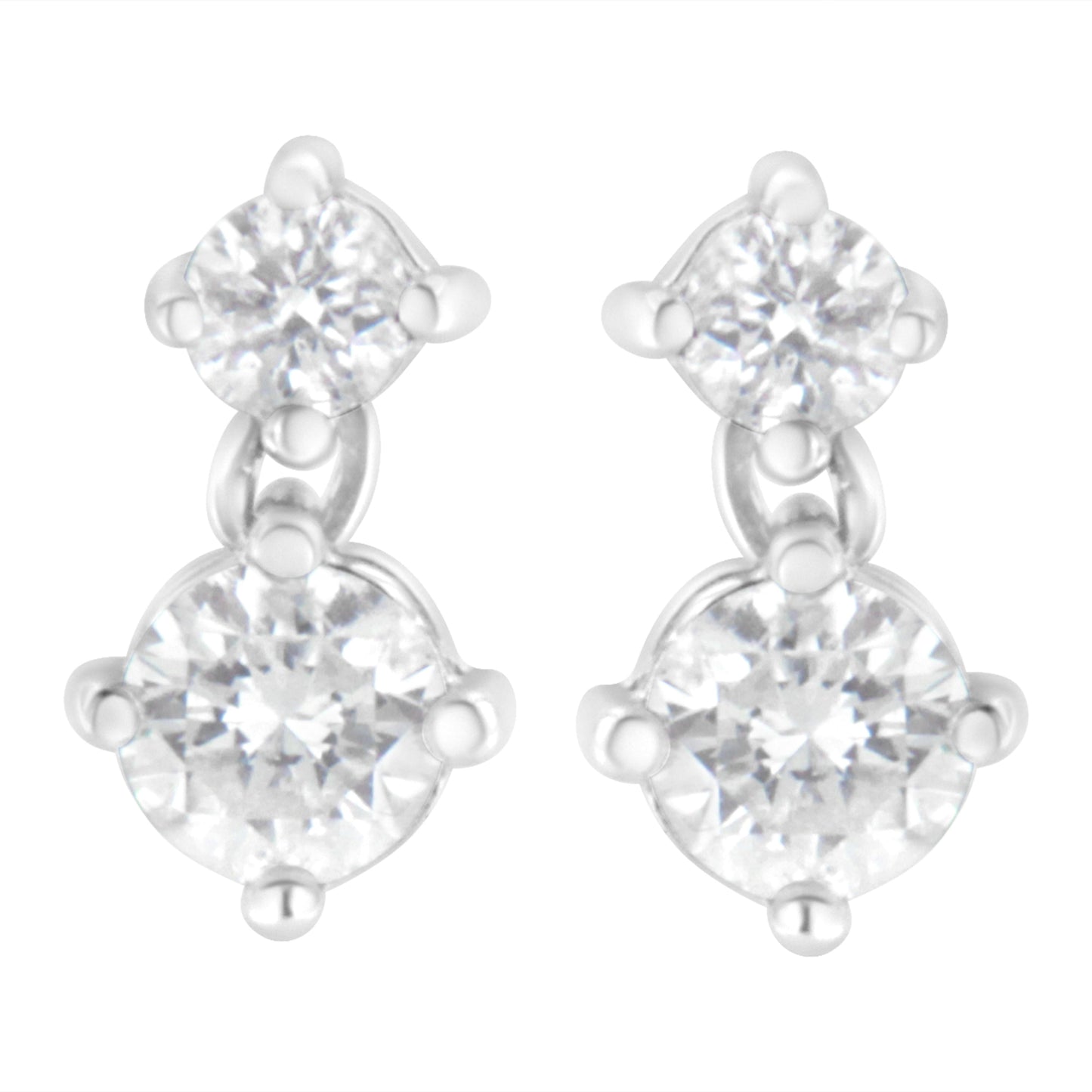 14K White Gold 1 cttw Double Diamond Stud Earrings (H-I Clarity, SI2-I1 Color) Bids.com
