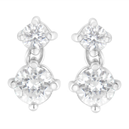 14K White Gold 1 cttw Double Diamond Stud Earrings (H-I Clarity, SI2-I1 Color) Bids.com
