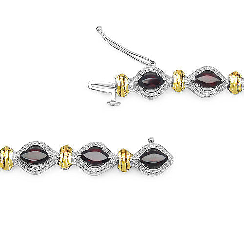 Two Tone Plated 8.45 Carat Genuine Garnet .925 Sterling Silver Bracelet Bids.com
