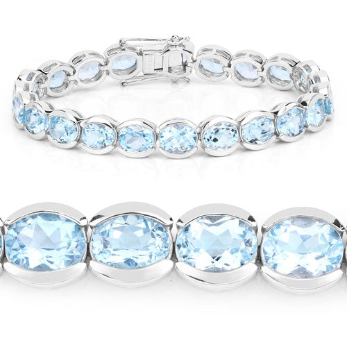 44.00 Carat Genuine Blue Topaz .925 Sterling Silver Bracelet Bids.com
