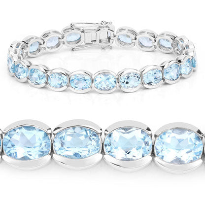 44.00 Carat Genuine Blue Topaz .925 Sterling Silver Bracelet Bids.com