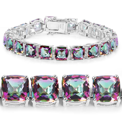 48.93 Carat Genuine Rainbow Quartz .925 Sterling Silver Bracelet Bids.com