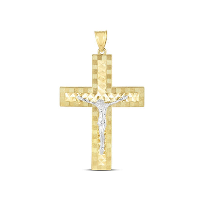 14k Two Tone Gold High Polish Diamond Cut Cross Pendant Bids.com