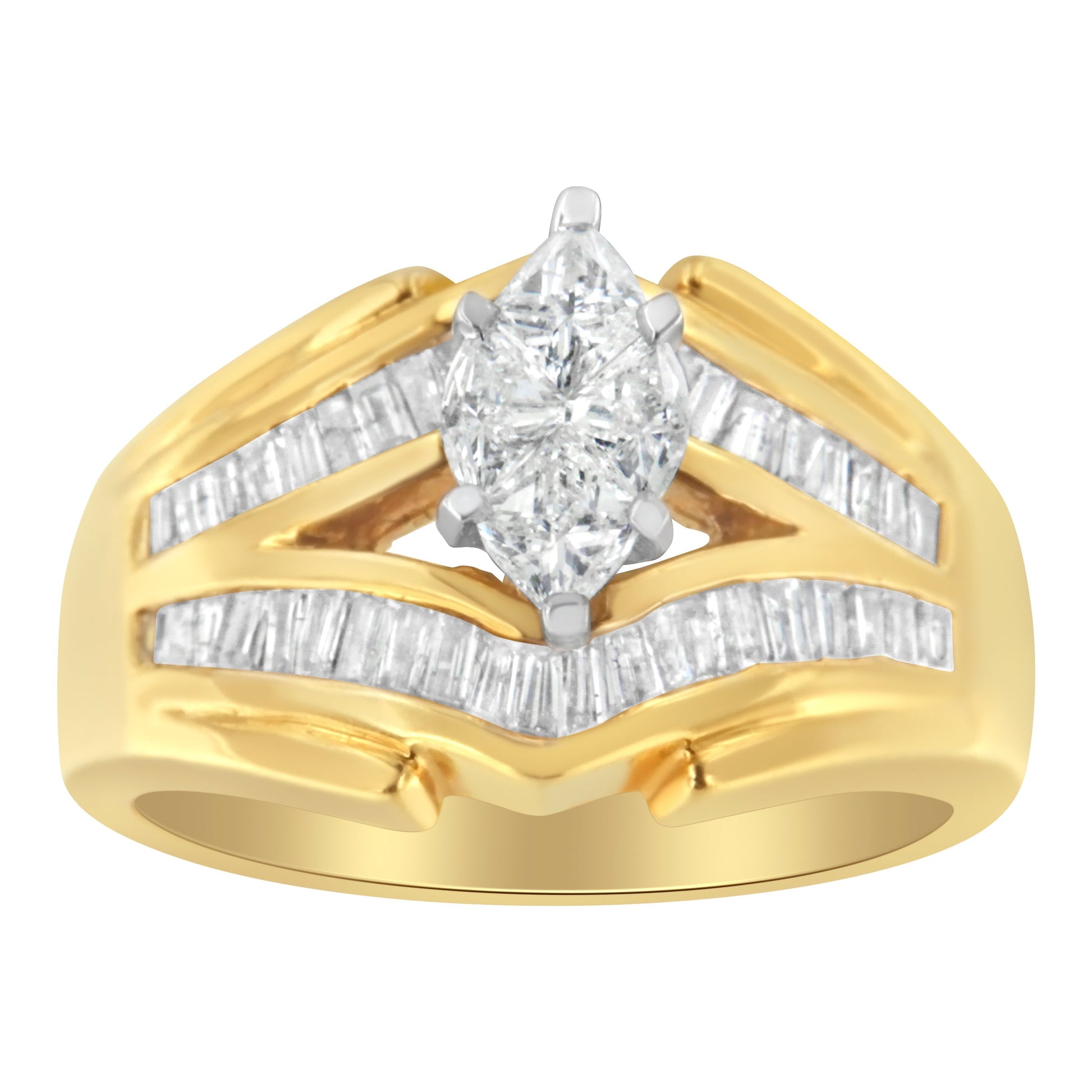 14KT Two-Toned Gold Diamond Cocktail Ring (1 cttw, H-I Color, SI1-SI2 Clarity) Bids.com
