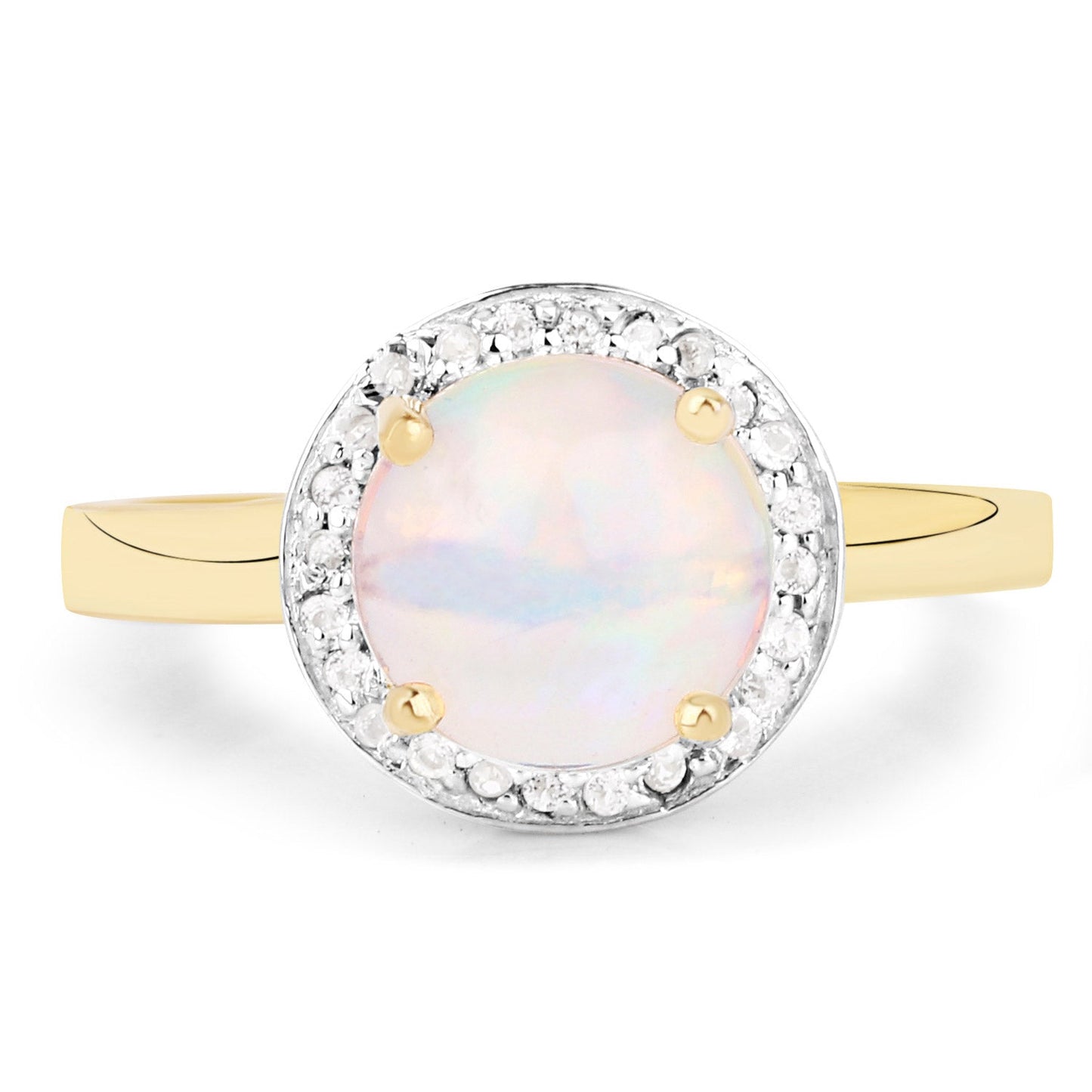 0.95 Carat Genuine Ethiopian Opal and White Topaz .925 Sterling Silver Ring Bids.com