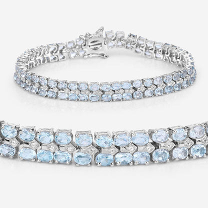 17.22 Carat Genuine Blue Topaz and White Diamond .925 Sterling Silver Bracelet Bids.com