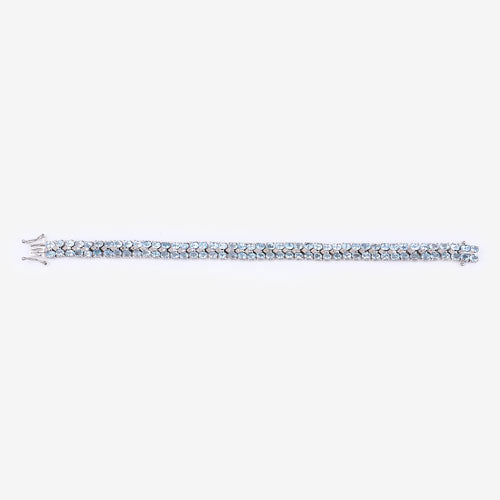 17.22 Carat Genuine Blue Topaz and White Diamond .925 Sterling Silver Bracelet Bids.com