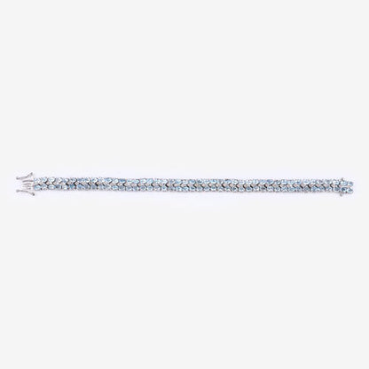 17.22 Carat Genuine Blue Topaz and White Diamond .925 Sterling Silver Bracelet Bids.com