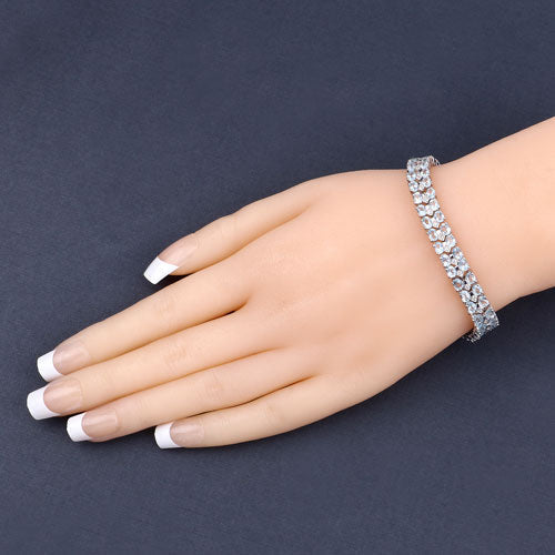 17.22 Carat Genuine Blue Topaz and White Diamond .925 Sterling Silver Bracelet Bids.com
