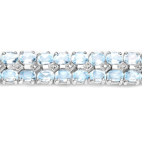 17.22 Carat Genuine Blue Topaz and White Diamond .925 Sterling Silver Bracelet Bids.com