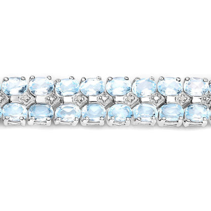 17.22 Carat Genuine Blue Topaz and White Diamond .925 Sterling Silver Bracelet Bids.com