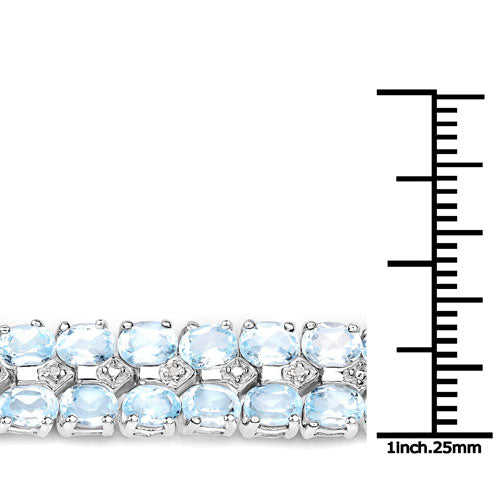 17.22 Carat Genuine Blue Topaz and White Diamond .925 Sterling Silver Bracelet Bids.com