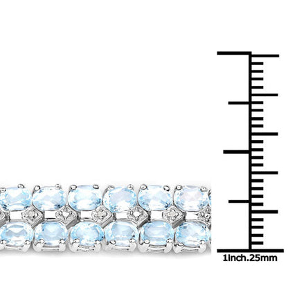 17.22 Carat Genuine Blue Topaz and White Diamond .925 Sterling Silver Bracelet Bids.com