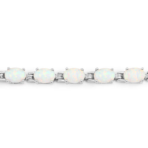 3.50 Carat Genuine Created Opal .925 Sterling Silver Bracelet Bids.com