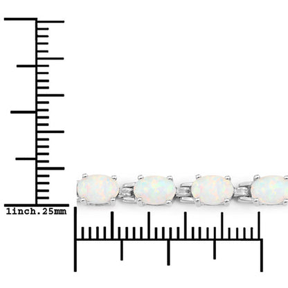3.50 Carat Genuine Created Opal .925 Sterling Silver Bracelet Bids.com