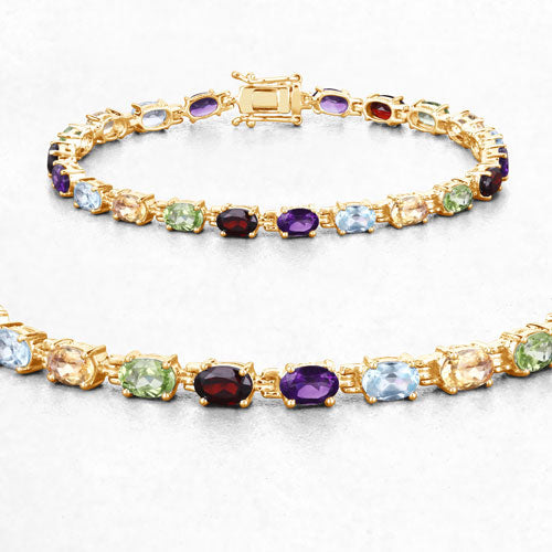 8.96 Carat Genuine Multi Stones .925 Sterling Silver Bracelet Bids.com