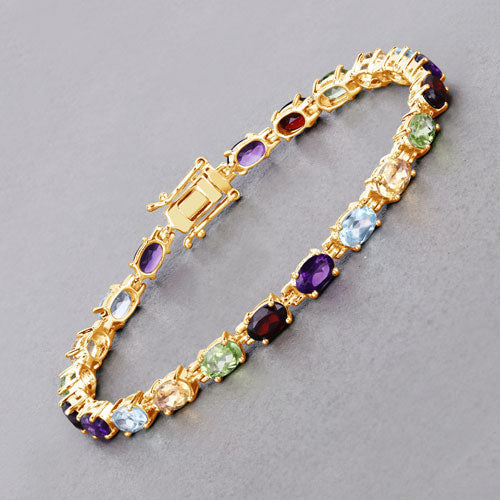 8.96 Carat Genuine Multi Stones .925 Sterling Silver Bracelet Bids.com