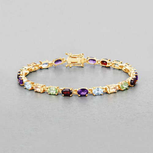 8.96 Carat Genuine Multi Stones .925 Sterling Silver Bracelet Bids.com