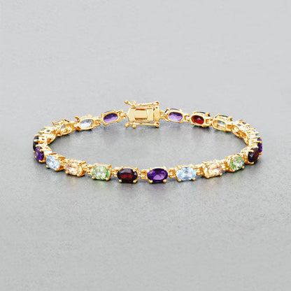 8.96 Carat Genuine Multi Stones .925 Sterling Silver Bracelet Bids.com