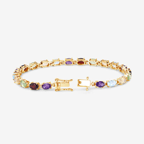 8.96 Carat Genuine Multi Stones .925 Sterling Silver Bracelet Bids.com