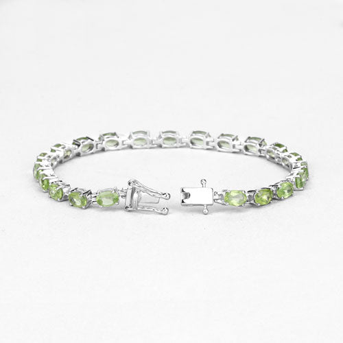 8.61 Carat Genuine Peridot .925 Sterling Silver Bracelet Bids.com