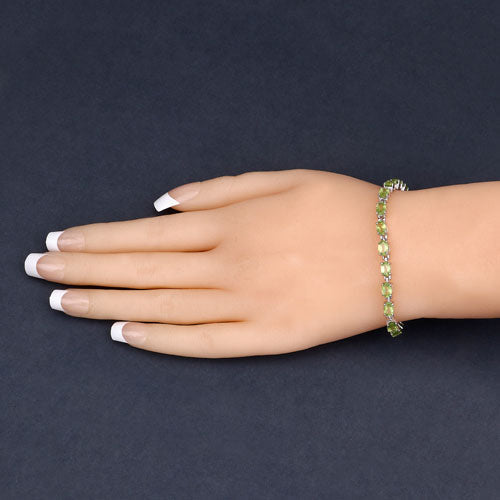 8.61 Carat Genuine Peridot .925 Sterling Silver Bracelet Bids.com