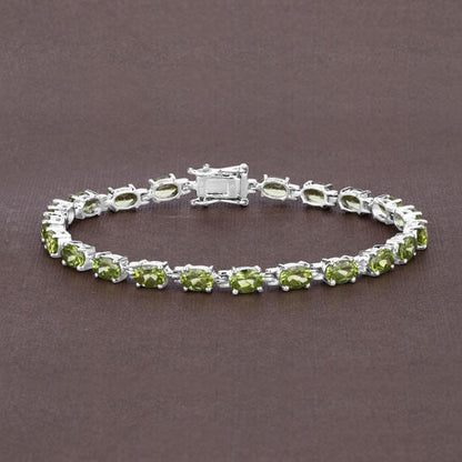 8.61 Carat Genuine Peridot .925 Sterling Silver Bracelet Bids.com